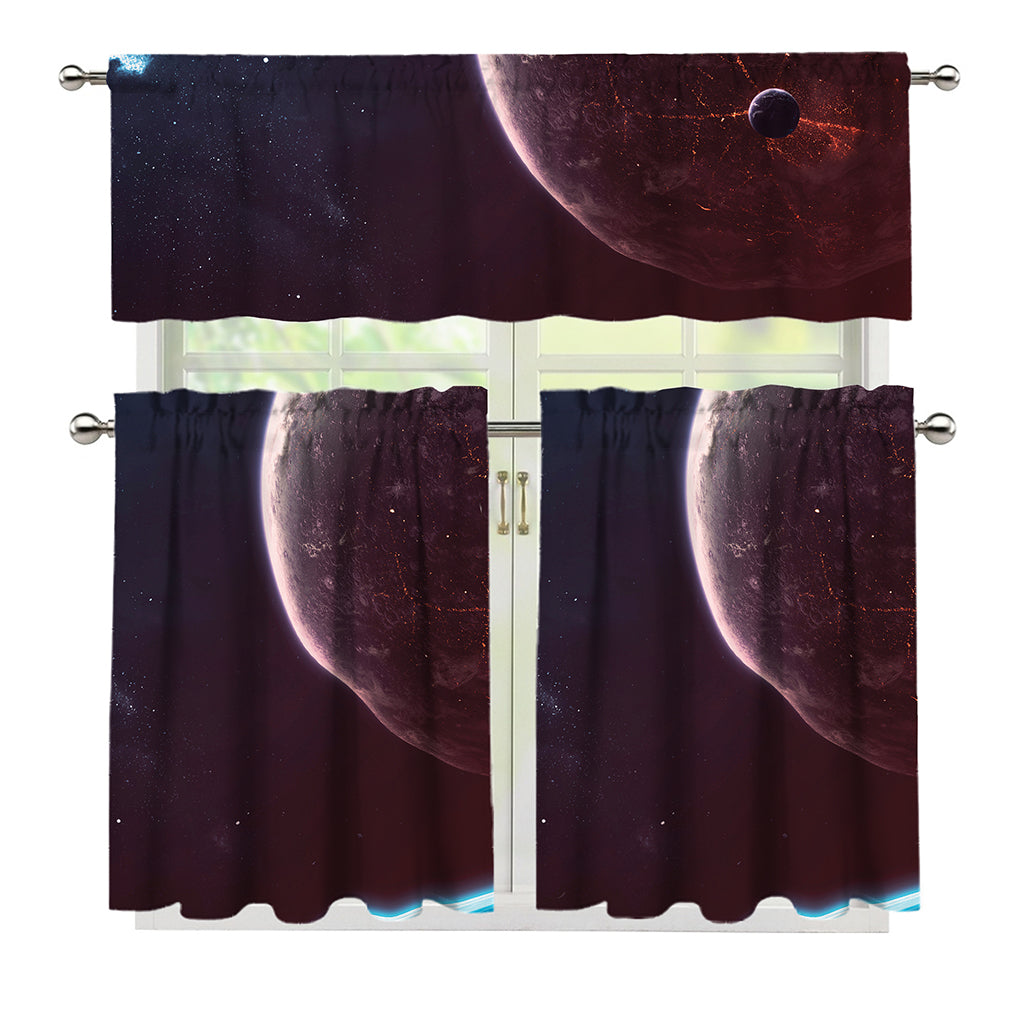Cosmic Space Print 3 Piece Kitchen Curtains