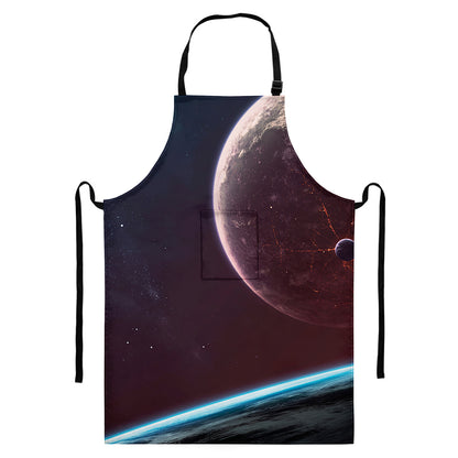 Cosmic Space Print Bib Apron With Pocket