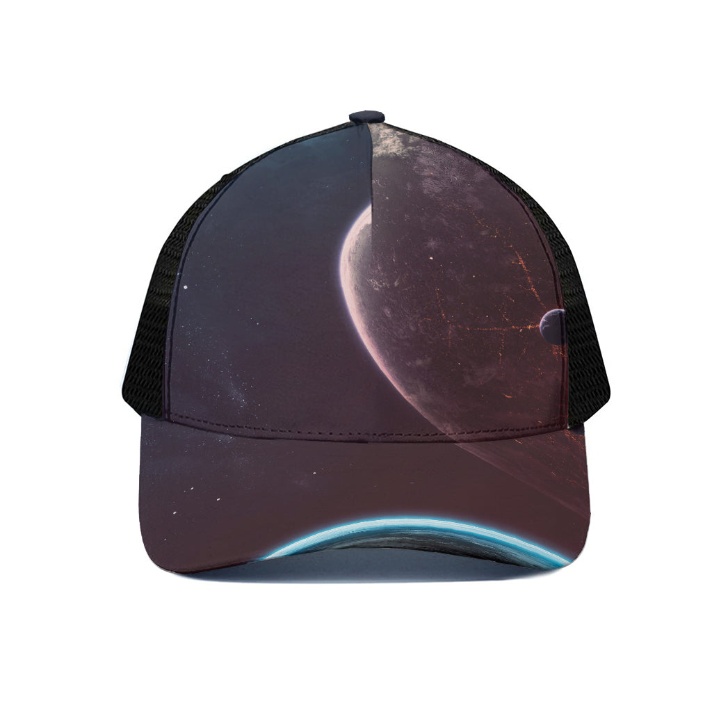Cosmic Space Print Black Mesh Trucker Cap