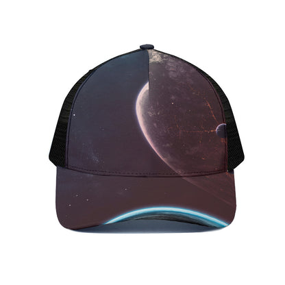 Cosmic Space Print Black Mesh Trucker Cap