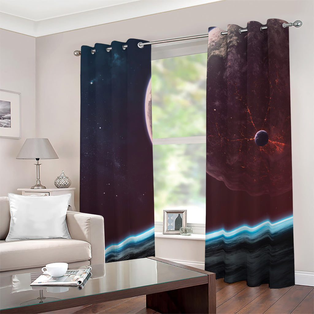 Cosmic Space Print Blackout Grommet Curtains