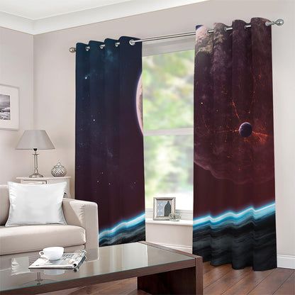 Cosmic Space Print Blackout Grommet Curtains