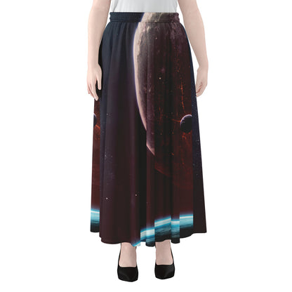 Cosmic Space Print Chiffon Maxi Skirt