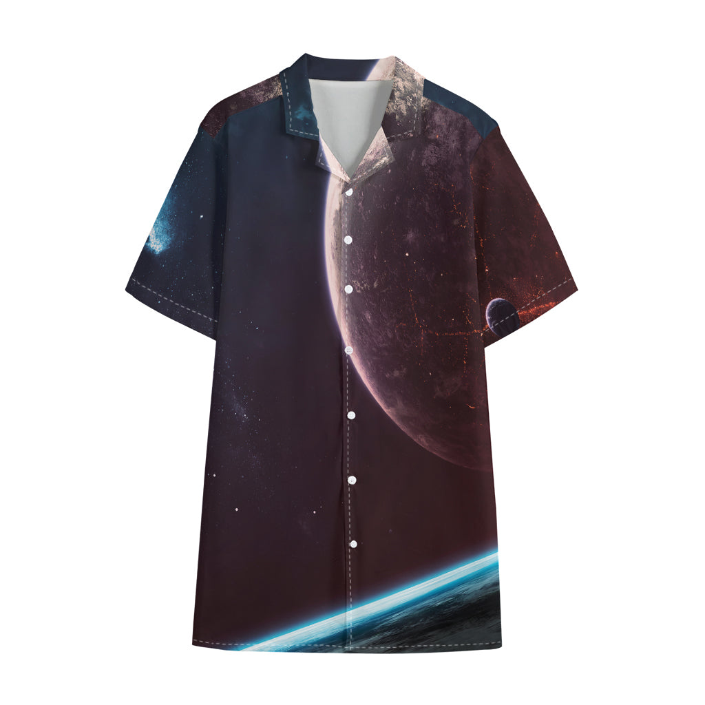 Cosmic Space Print Cotton Hawaiian Shirt