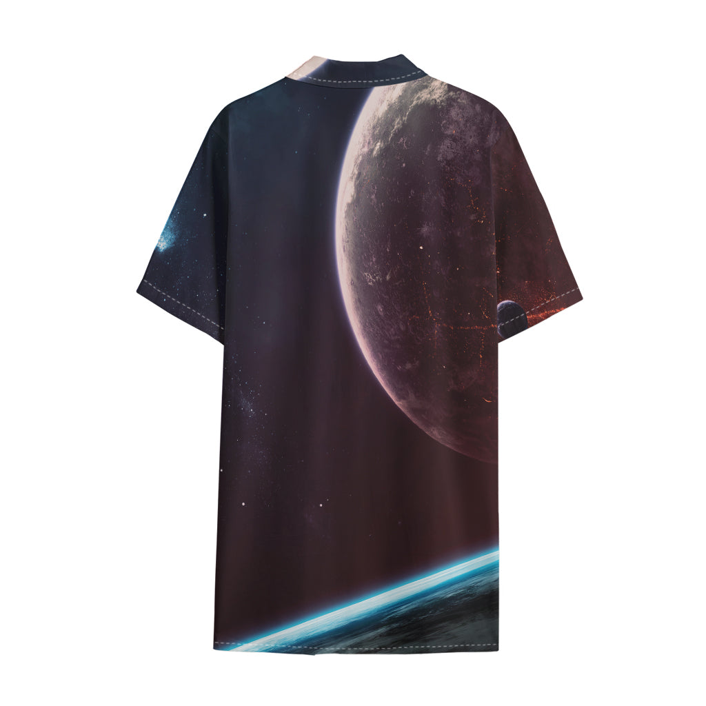 Cosmic Space Print Cotton Hawaiian Shirt