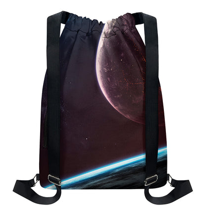 Cosmic Space Print Drawstring Backpack