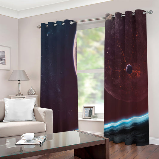 Cosmic Space Print Extra Wide Grommet Curtains