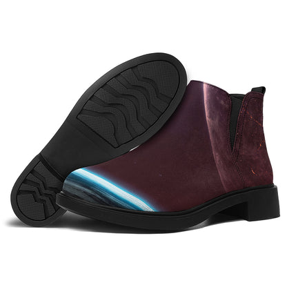 Cosmic Space Print Flat Ankle Boots