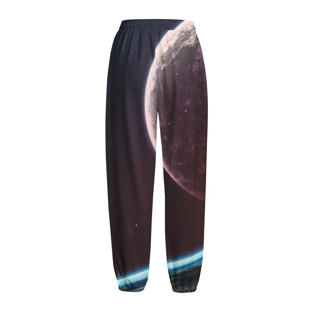 Cosmic Space Print Fleece Lined Knit Pants
