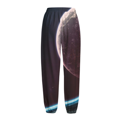 Cosmic Space Print Fleece Lined Knit Pants