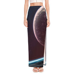 Cosmic Space Print High Slit Maxi Skirt