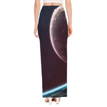 Cosmic Space Print High Slit Maxi Skirt