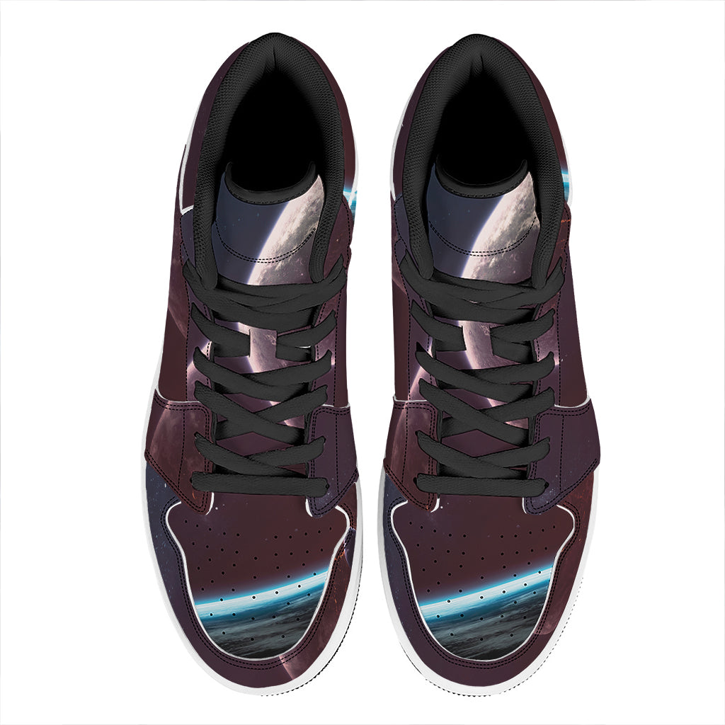 Cosmic Space Print High Top Leather Sneakers