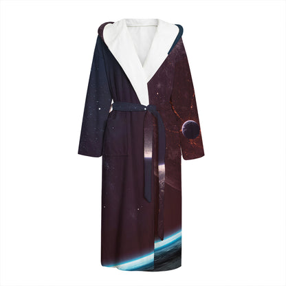 Cosmic Space Print Hooded Bathrobe