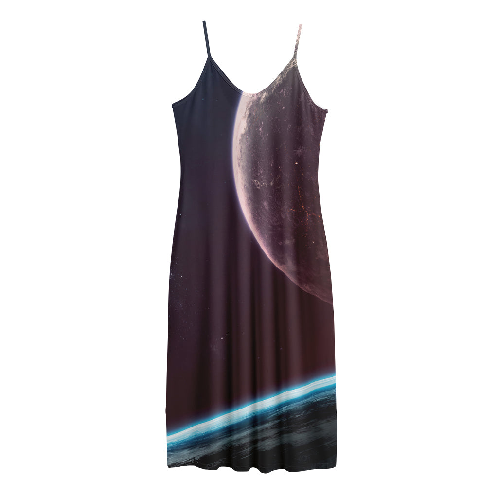 Cosmic Space Print Jersey Midi Cami Dress