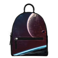 Cosmic Space Print Leather Backpack