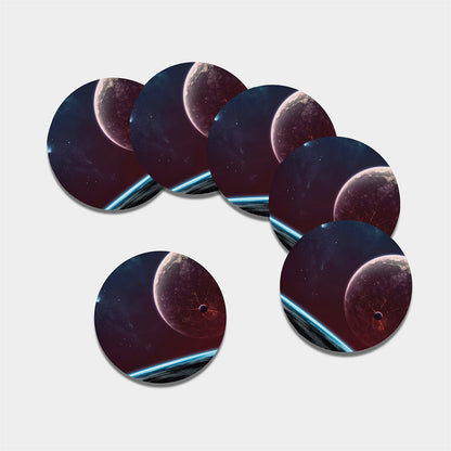 Cosmic Space Print Leather Coaster Set