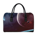 Cosmic Space Print Leather Duffel Bag