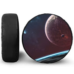 Cosmic Space Print Leather Spare Tire Cover