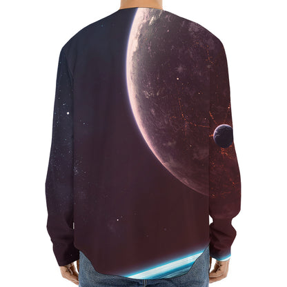 Cosmic Space Print Long Sleeve Baseball Jersey