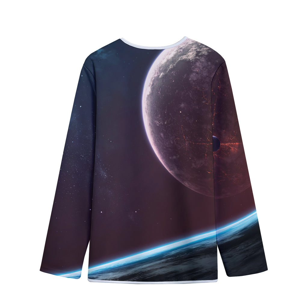Cosmic Space Print Long Sleeve Short Coat