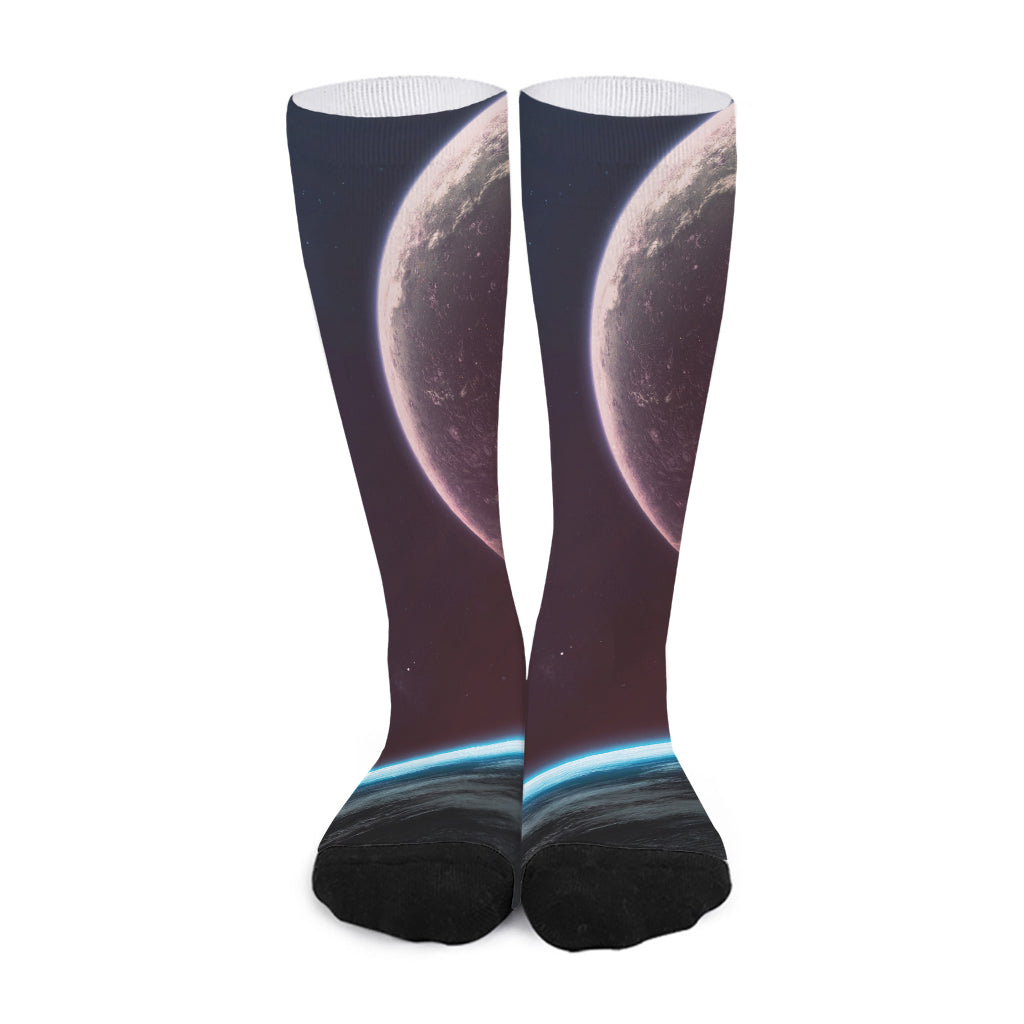 Cosmic Space Print Long Socks