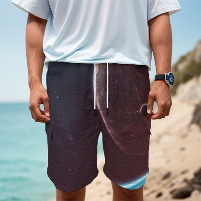 Cosmic Space Print Men's Cargo Shorts