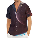 Cosmic Space Print Men's Deep V-Neck Shirt