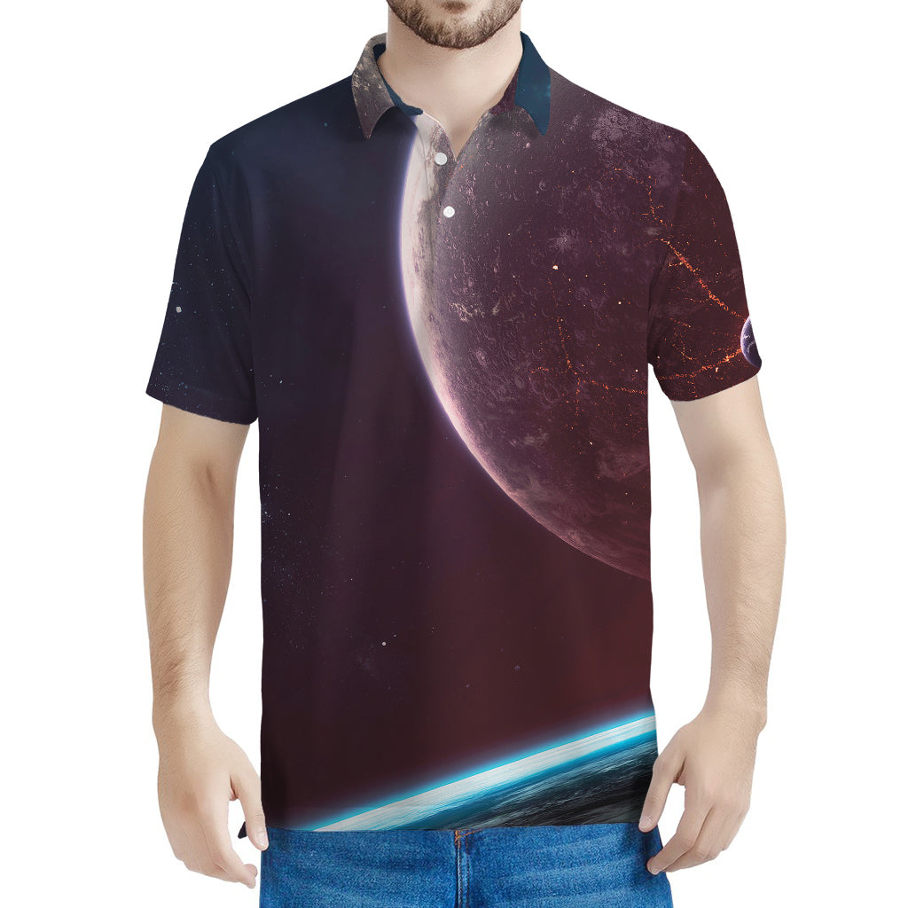 Cosmic Space Print Men's Polo Shirt