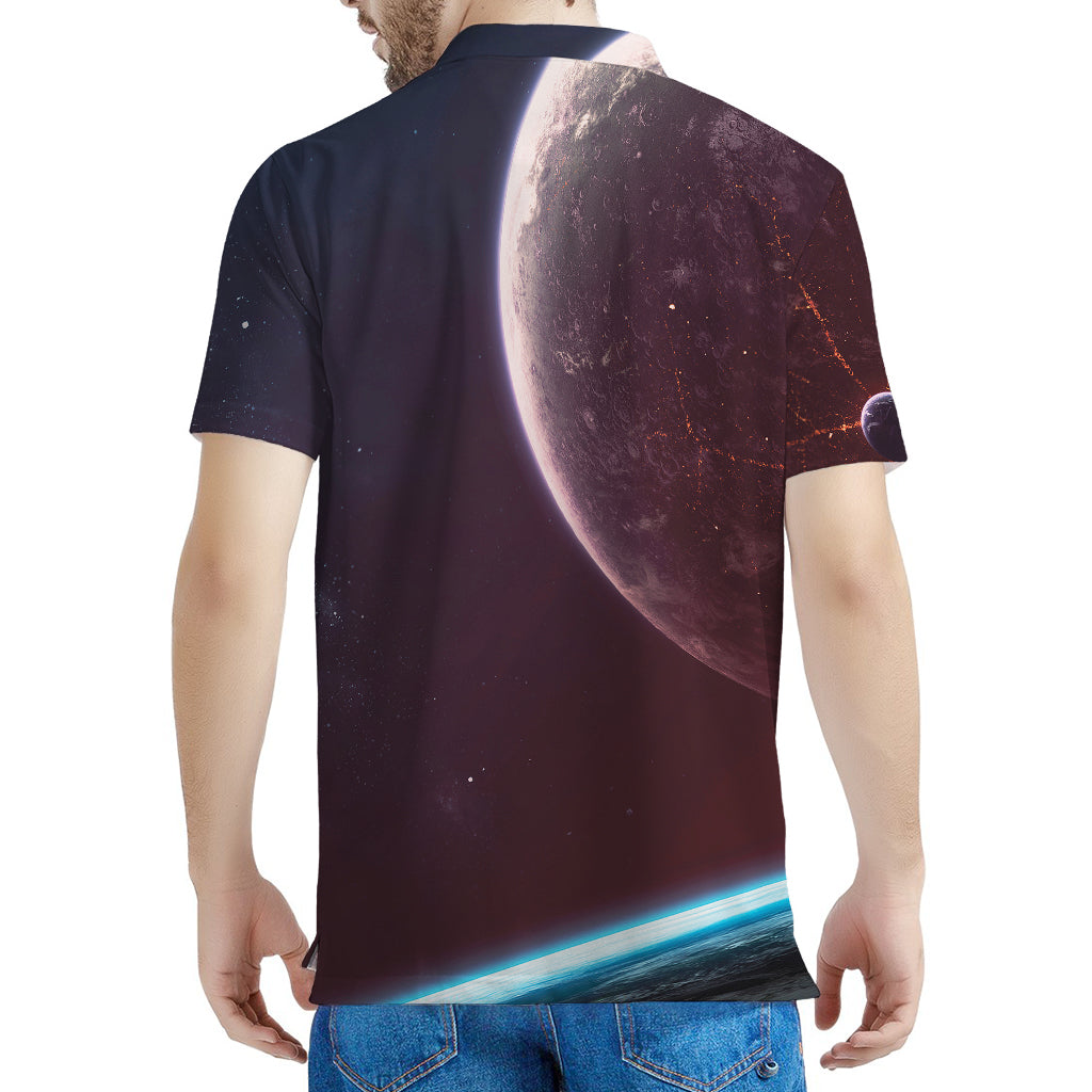 Cosmic Space Print Men's Polo Shirt