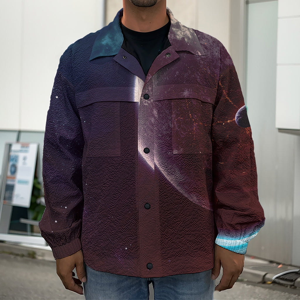 Cosmic Space Print Men's Shirt Jacket
