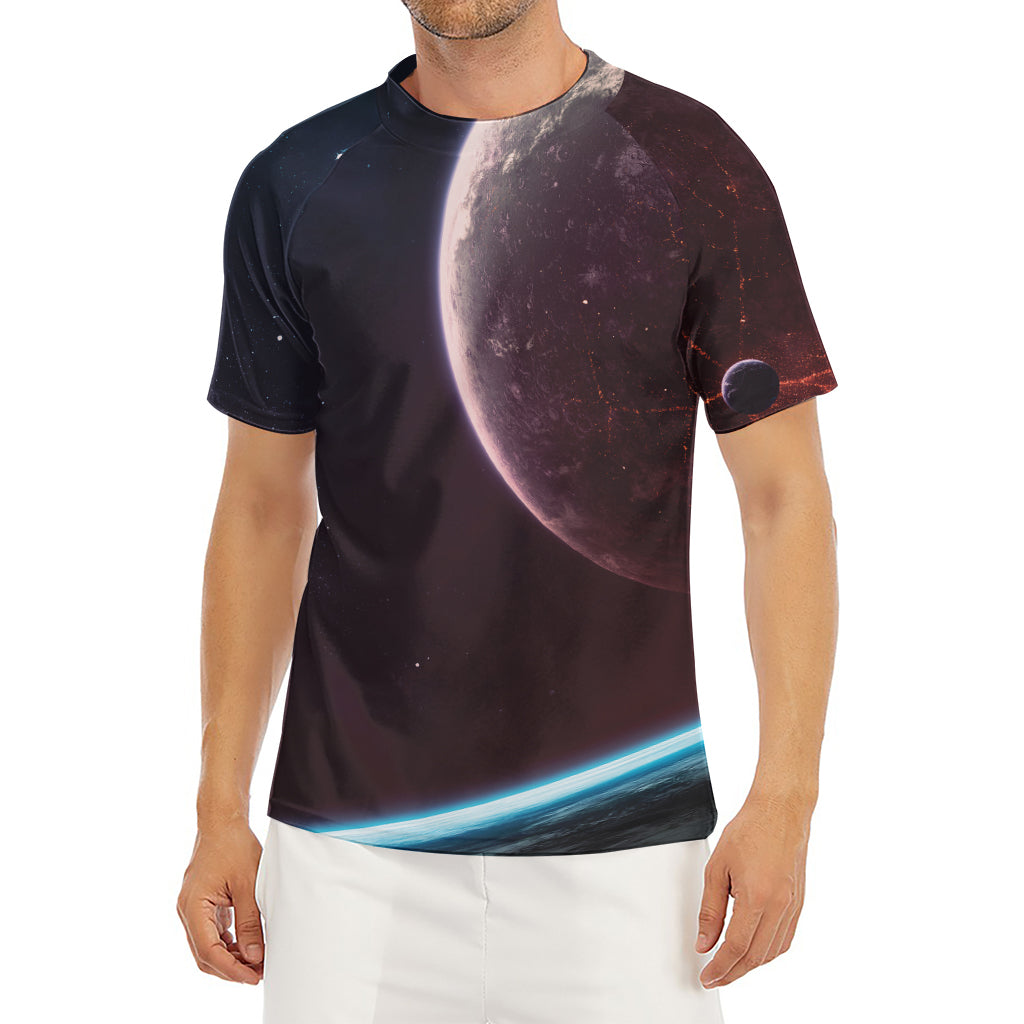 Cosmic Space Print Men's Short Sleeve Rash Guard
