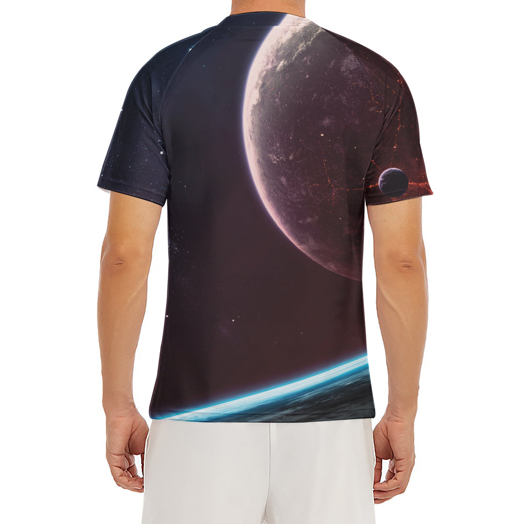 Cosmic Space Print Men's Short Sleeve Rash Guard