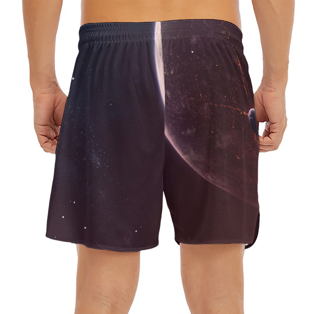 Cosmic Space Print Men's Split Running Shorts
