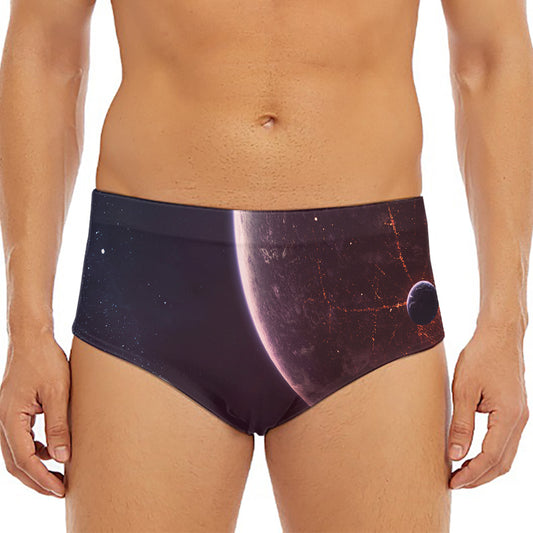 Cosmic Space Print Men's Triangle Swim Briefs