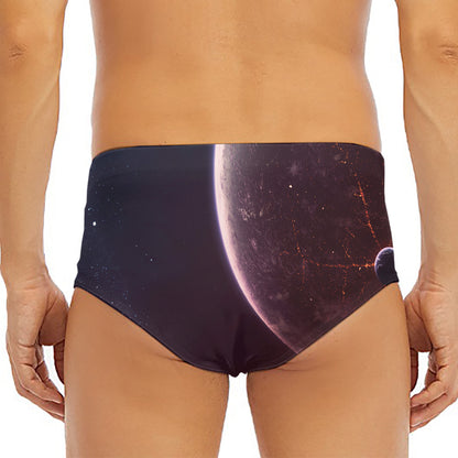 Cosmic Space Print Men's Triangle Swim Briefs