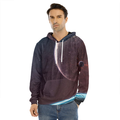 Cosmic Space Print Men's Velvet Pullover Hoodie