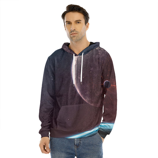 Cosmic Space Print Men's Velvet Pullover Hoodie