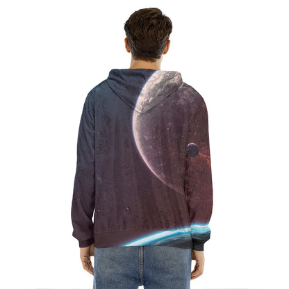 Cosmic Space Print Men's Velvet Pullover Hoodie