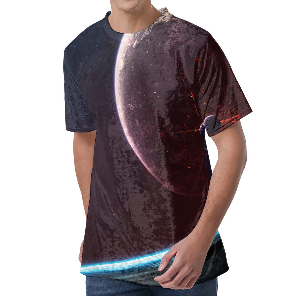 Cosmic Space Print Men's Velvet T-Shirt