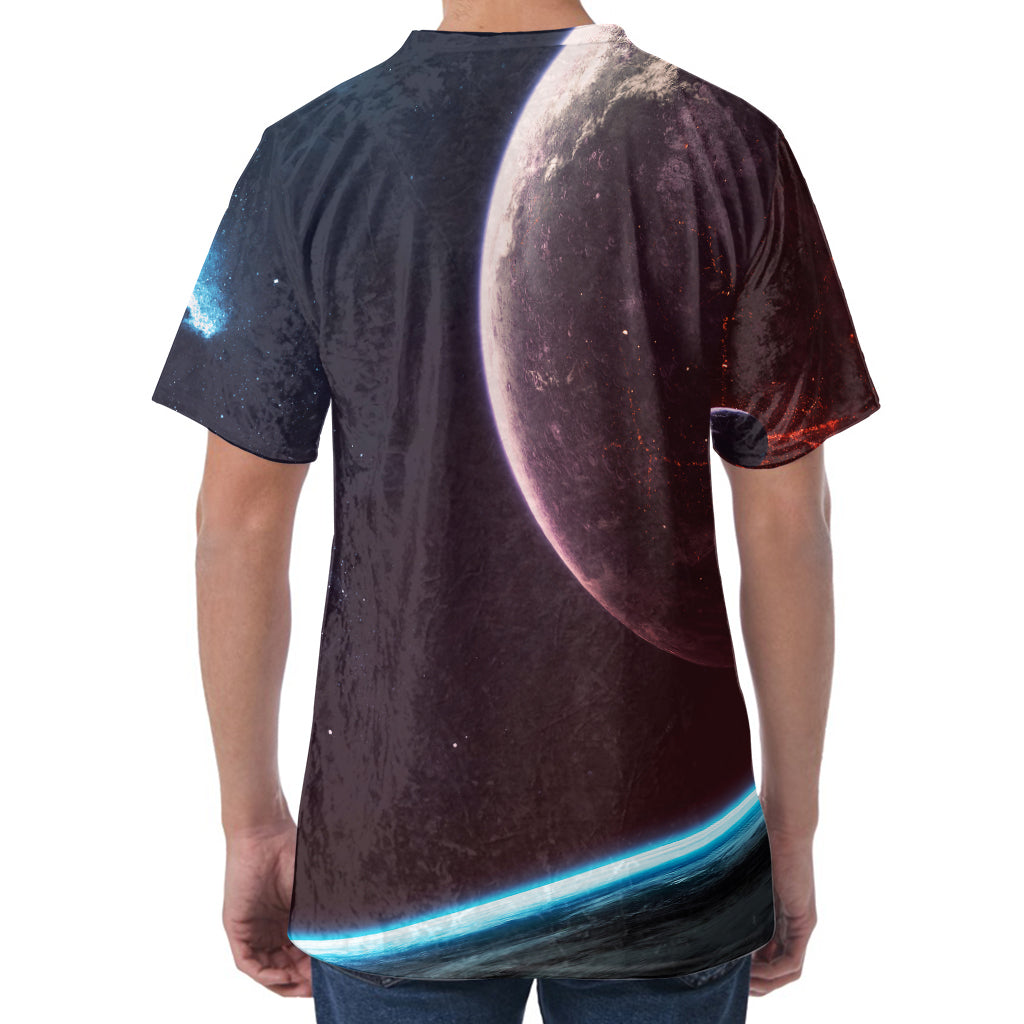 Cosmic Space Print Men's Velvet T-Shirt