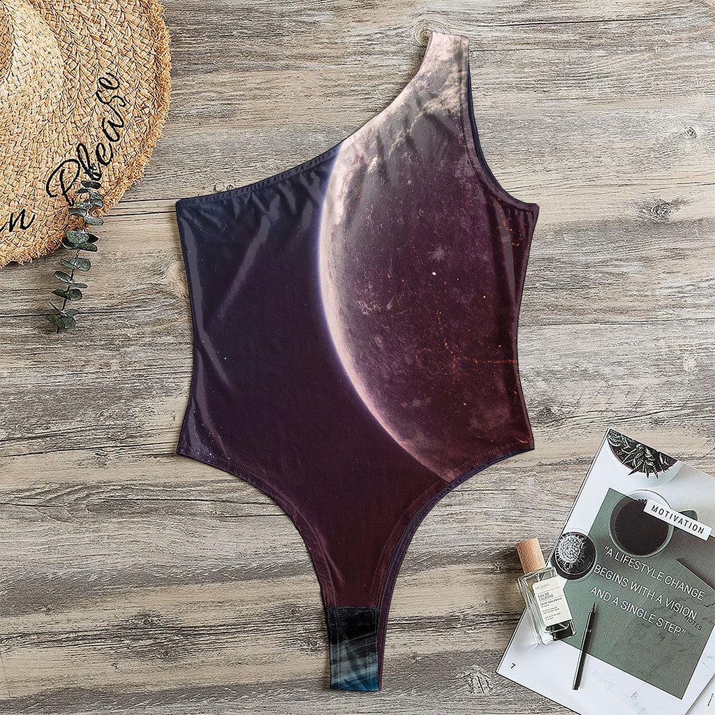 Cosmic Space Print One Shoulder Bodysuit