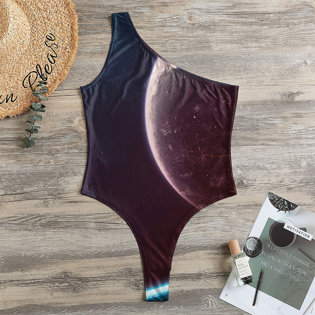 Cosmic Space Print One Shoulder Bodysuit
