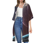 Cosmic Space Print Open Front Beach Cover Up