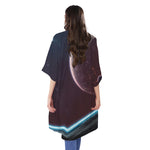 Cosmic Space Print Open Front Beach Cover Up