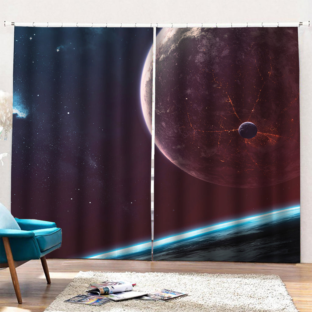 Cosmic Space Print Pencil Pleat Curtains