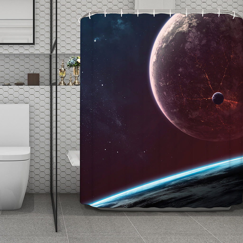 Cosmic Space Print Polyester Shower Curtain