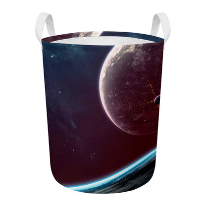 Cosmic Space Print Round Laundry Basket