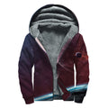 Cosmic Space Print Sherpa Lined Zip Up Hoodie
