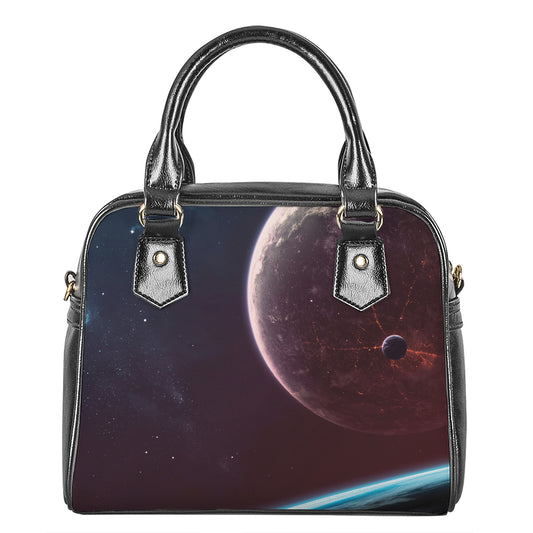 Cosmic Space Print Shoulder Handbag